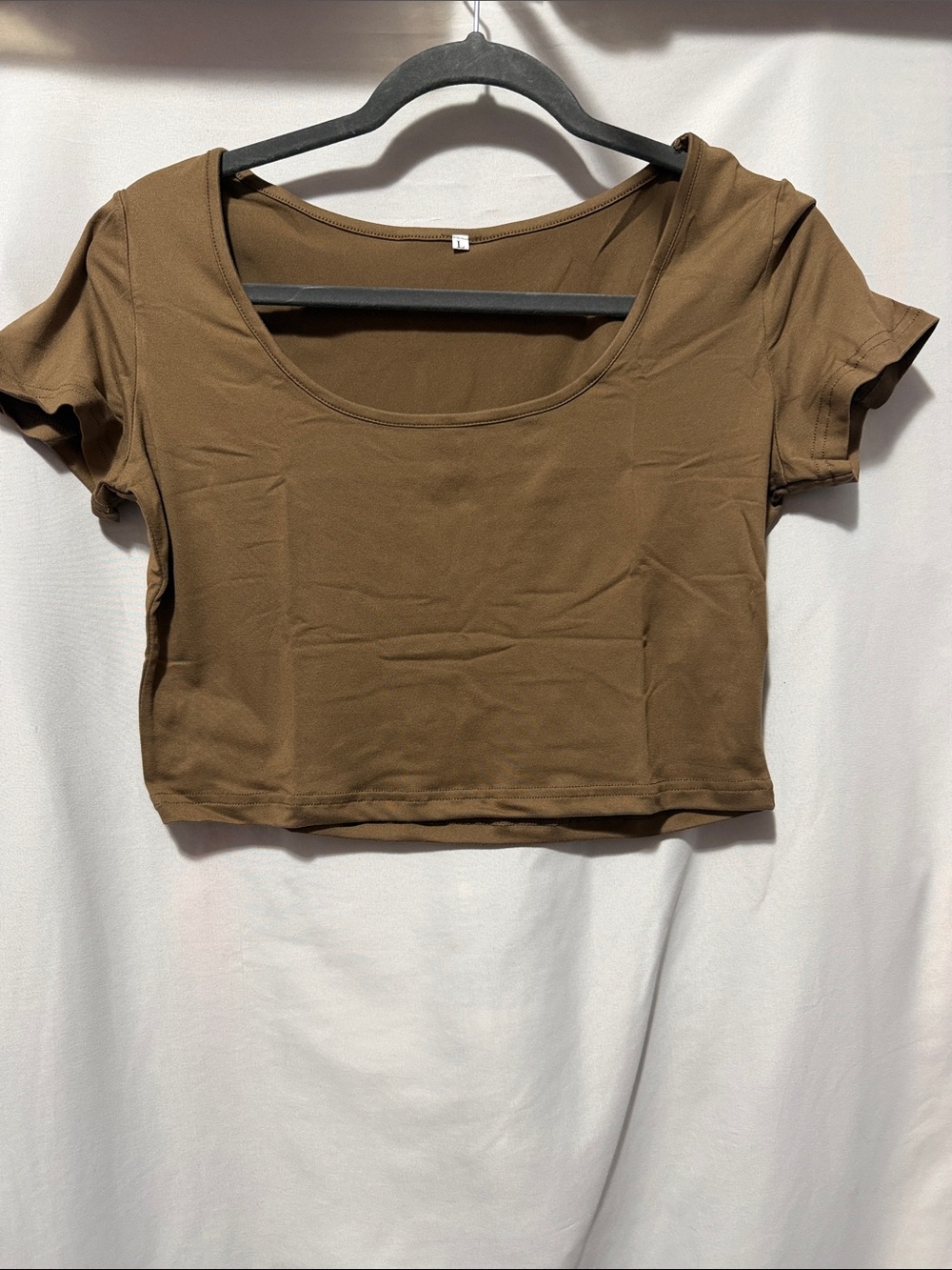 Scoop Neck Brown Crop Top